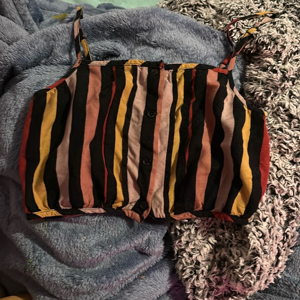 volcom multi color boho cropped tank top.